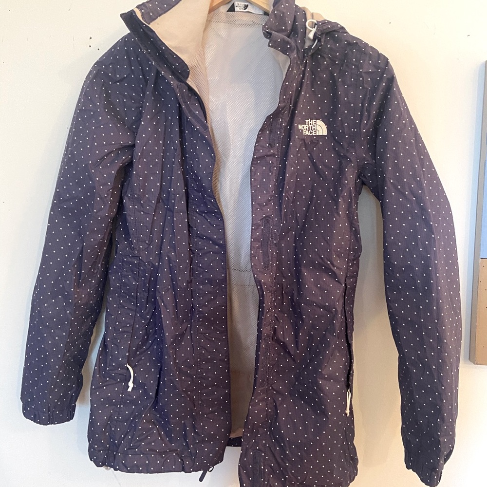 North face polka dot resolve rain jacket.